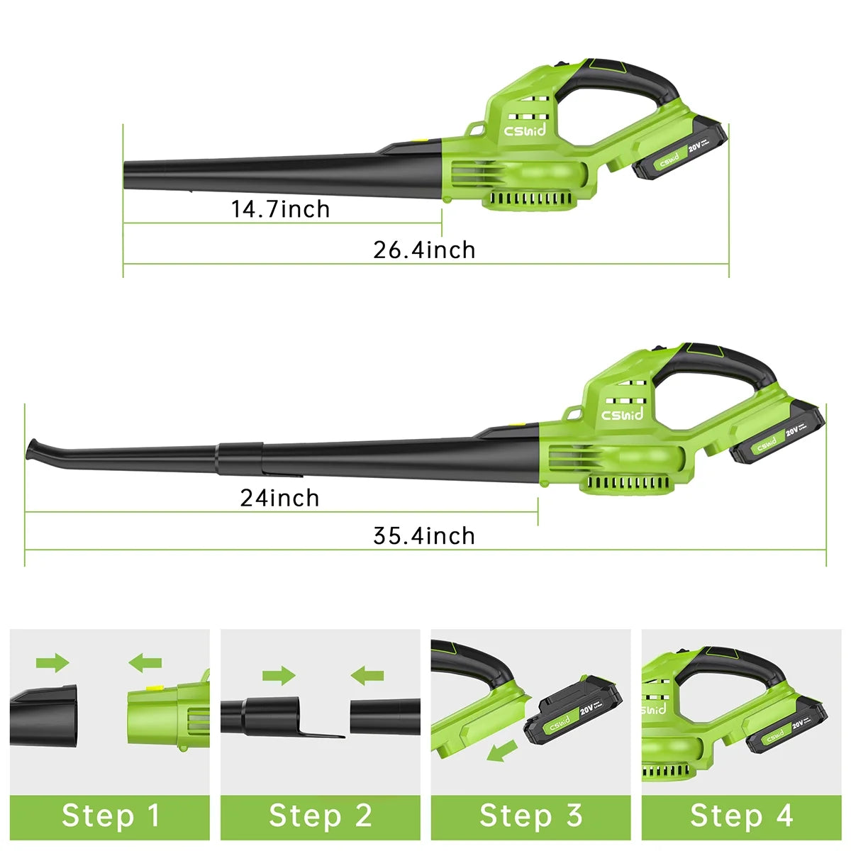 Leaf Blower, 20V Cordless Leaf Blower with 2 X 2.0 Ah Battery & Charger, Electric Leaf Blower for Lawn Care, 2 Speed Mode, 320CFM 165MPH Battery Powered Leaf Blower for Patio, Garden Cleaning, Yellow