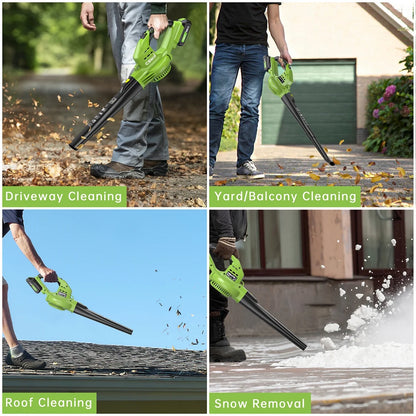 Leaf Blower, 20V Cordless Leaf Blower with 2 X 2.0 Ah Battery & Charger, Electric Leaf Blower for Lawn Care, 2 Speed Mode, 320CFM 165MPH Battery Powered Leaf Blower for Patio, Garden Cleaning, Yellow